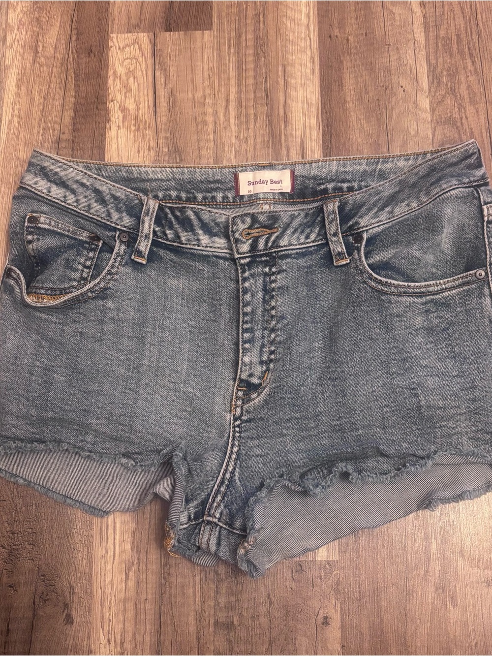 Sunday Best Distressed Light Wash Denim Cutoff Shorts